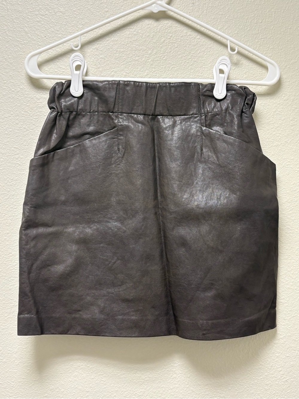Zara Faux Leather Shorts in Dark Gray